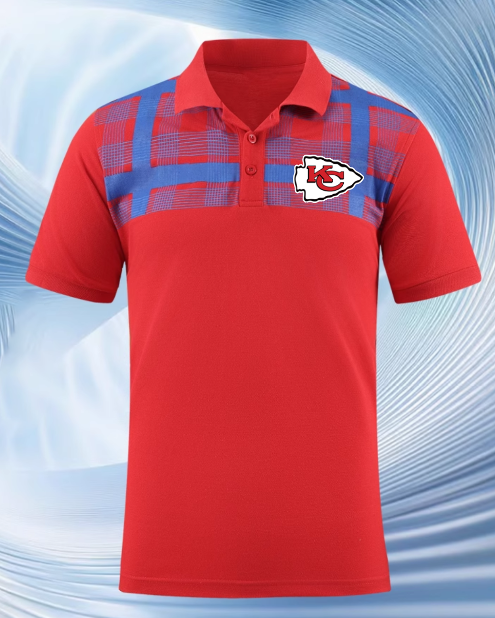 Kansas City Chiefs red Men 2025 NFL polo T shirt
